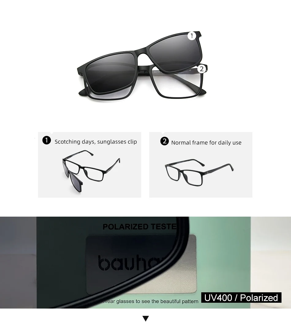 X3195 Magnet Clip Auf Brille Rahmen Männer Rezept Optische Brillen Rahmen Frauen Myopie Polarisierte Magnet Clip Auf Sonnenbrille – Detail 3