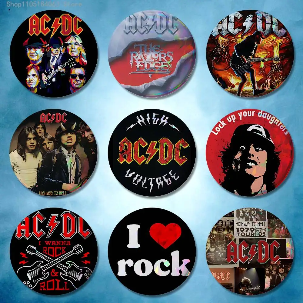 

A-AC Band DC Badges Button Round Creative Pin Brooch Badge Bag Decor Accessories Fans Collect Friends Gifts