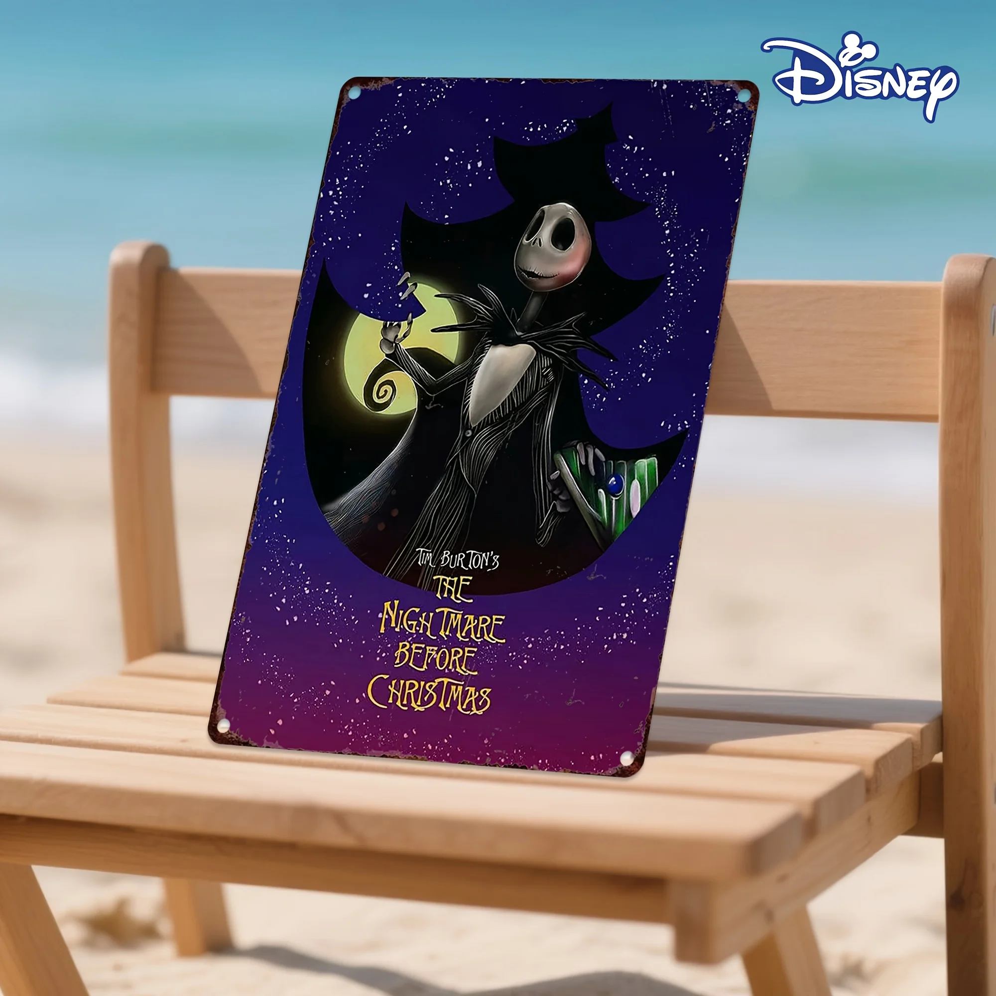 1 قطعة كابوس تيم بيرتون قبل عيد الميلاد جاك سكيلينجتون علامة معدنية من القصدير ، 20.32 × 30.48 سم ، ديكور معلق على الحائط حديدي متين #4