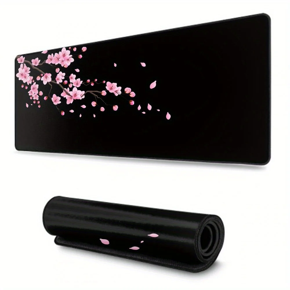 Cherry Blossom Design Black Large Mouse Pad Desk Mat Non-Slip Durable Office Accessories Gaming Mouse Mat 120x60cm Mouse Carpet