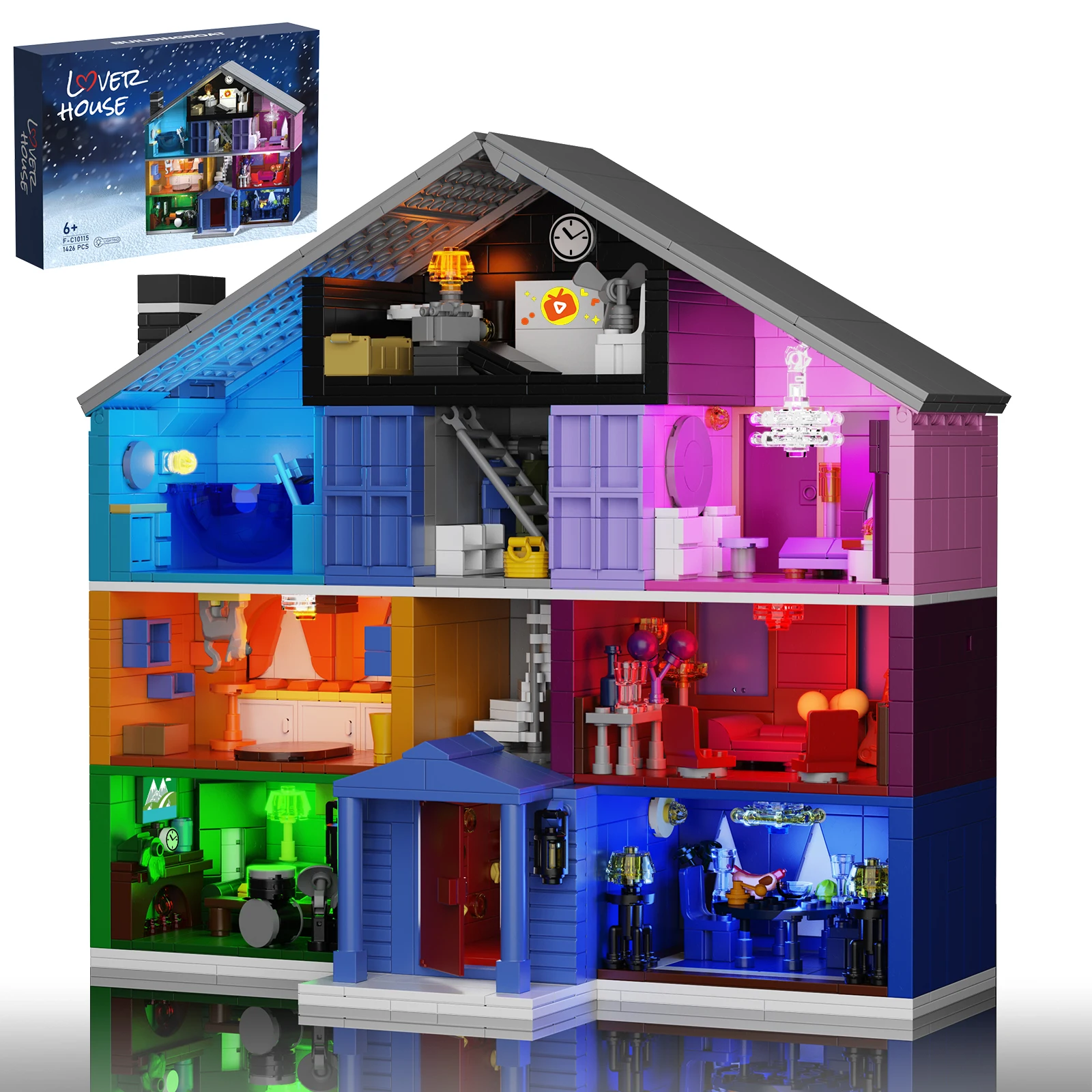 Lover House Building Block Set 9 Different Rooms Brick Model Speak Now Bar Reception Room/dressing Room Toy ValentineDay Gift