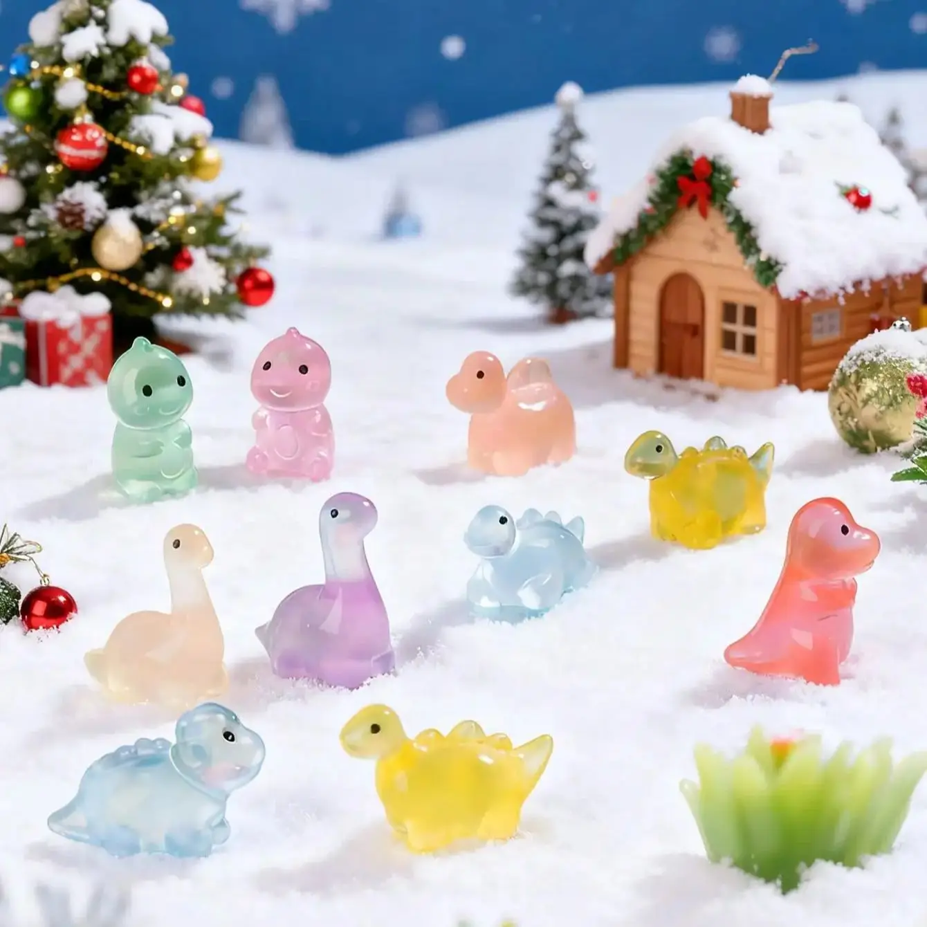 Glow In The Dark Dinosaur Figurines 10/20PCS Luminous Mini Resin Toys For Christmas Fairy Garden Decor Gift