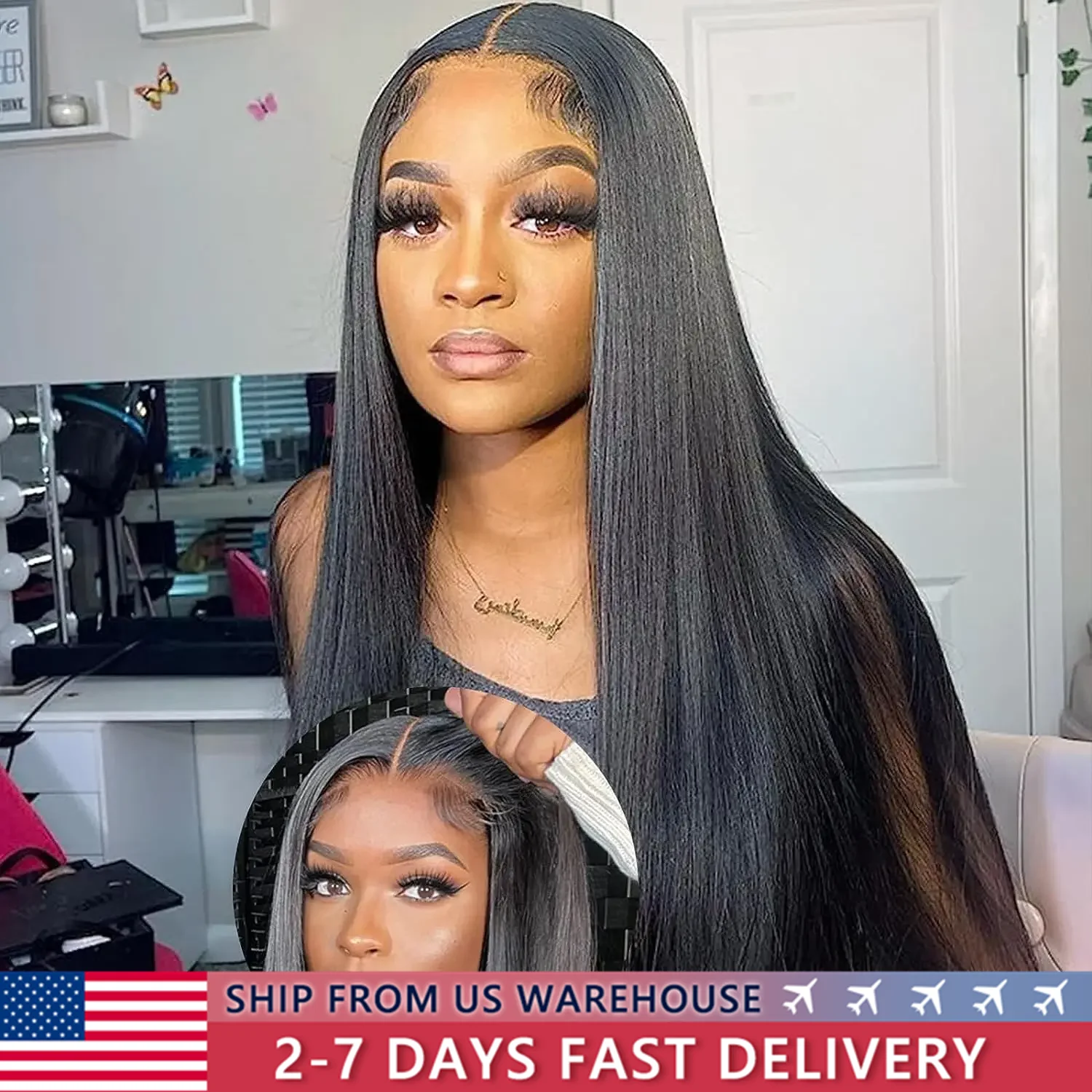 Wear Go Glueless Wig Brazilian Straight 6x4 HD Lace Closure Glueless Wig Human Hair Ready To Wear Pre Cut Pre plucked Bling Hair