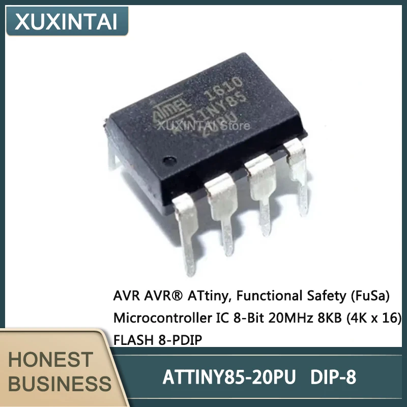 5Pcs/Lot   New Original  ATTINY85-20PU ATTINY85 IC MCU Microcontroller IC 8-Bit 20MHz 8KB (4K x 16) FLASH 8-PDIP