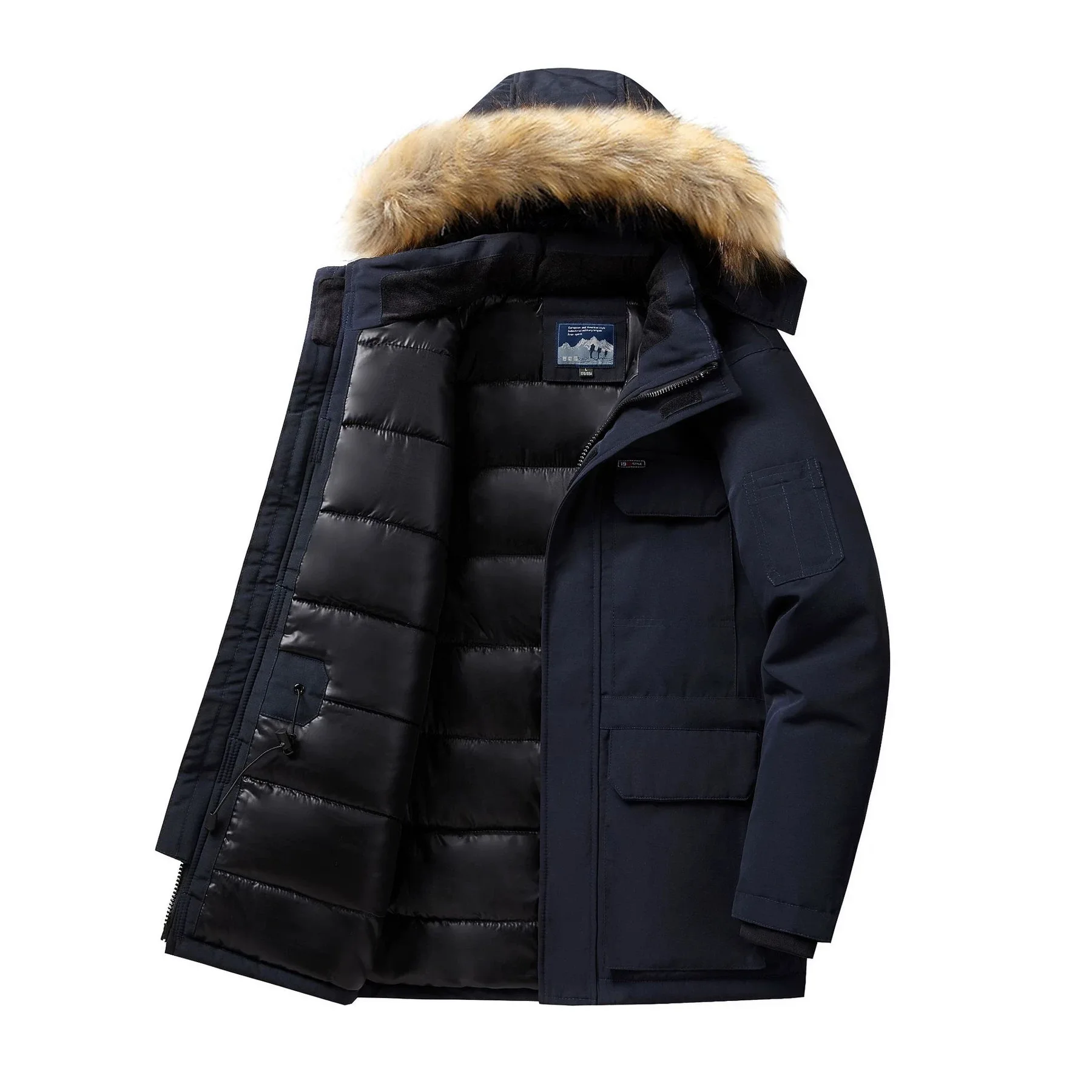 Winter 2026 New Fashion Men Solid Color Simple Basic Casual Trendy Daily Thicken Hooded Parka Male American Style Coats Tops