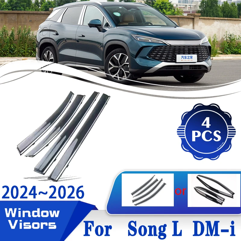 4 PCS For BYD Song L DM-i Accessories 2024 2025 2026 Car luxury Window Wind Rain Visors Deflectors Weathershield Car Accessories