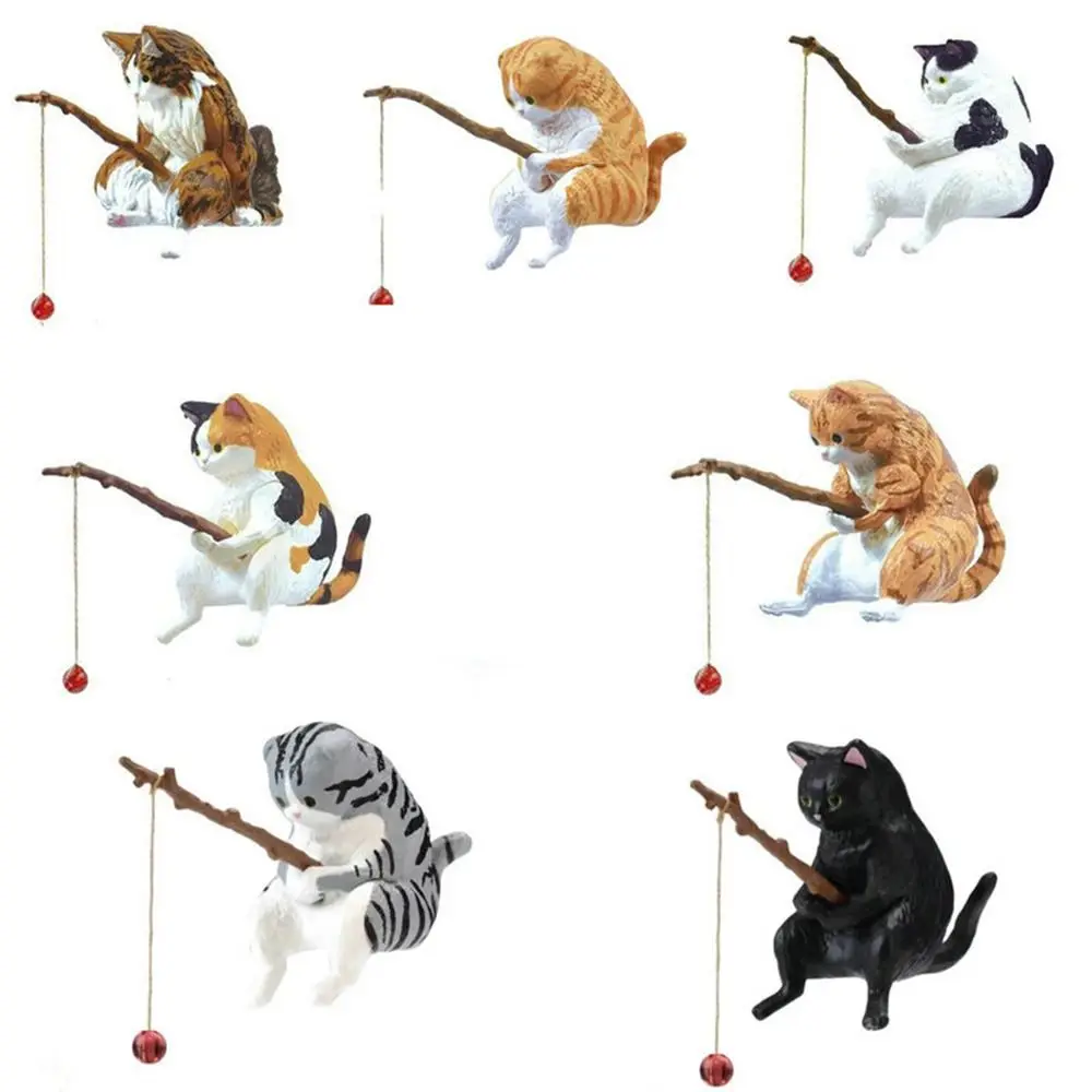 

Decor Easy Use Micro-landscape Handicraft Craft Kitten Fishing Ornament Miniature Figurines Fish Tank Ornaments Cat Statue