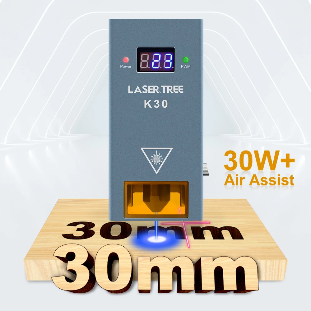 LASER TREE 10W 20W 30W 40W Optical Power Laser Head with Air Assist 450nm Blue Light TTL Module for Laser Engraving Cutting Tool