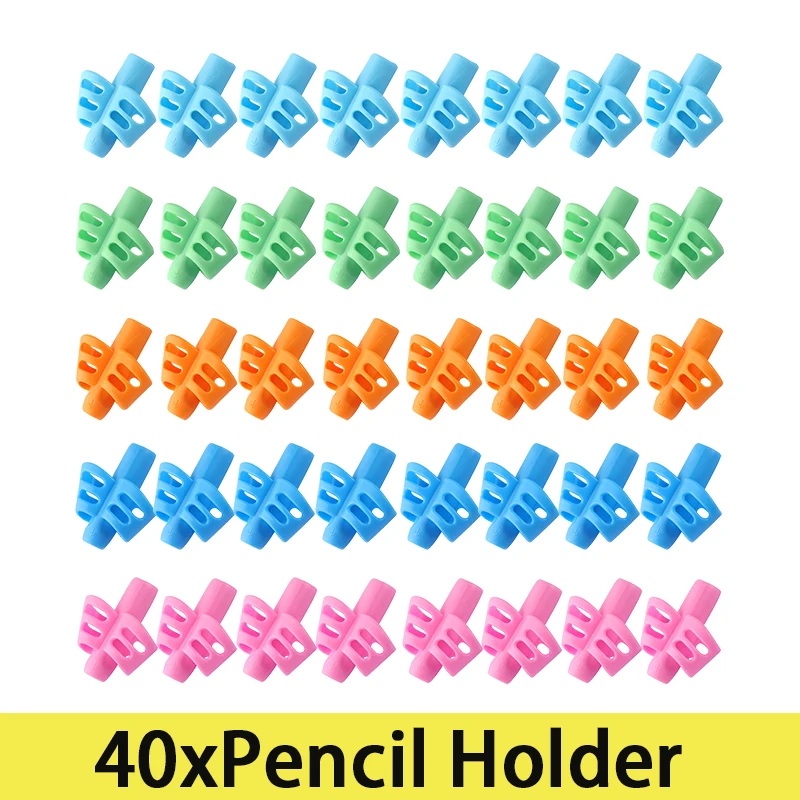 40Pcs Children's Writing Pencil Pot Holder Children Learn To Practice Silicone Pen Assisted Grip Posture Orthosis for Students