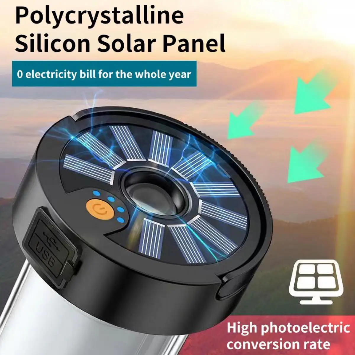 A Portable Solar Camping Light Outdoor Emergency Multifunctional Super Bright Flashlight Tent Protable Rechargeable LED Lamp