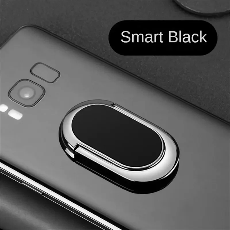 Mobile Phone Ring Holder Plastic Adhesive Magnet Universal Desktop Office Accessories Phone Back Sticker Black Rotating