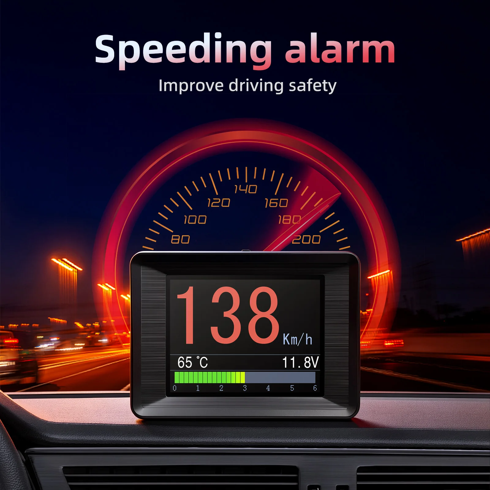 New A203 On-board Computer Car Digital Computer Display Fuel Consumption Water Temp Voltage Press Meter OBD2 Scanner With Alarm
