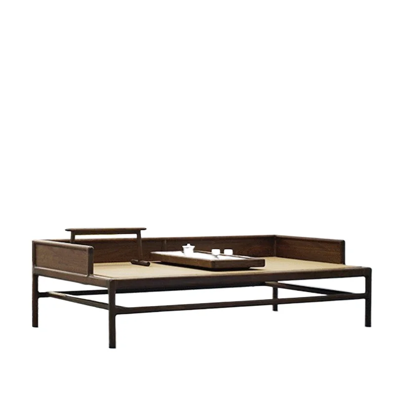 

Black walnut Arhat bed, new Chinese solid wood sofa bed, living room Zen chaise longue bed