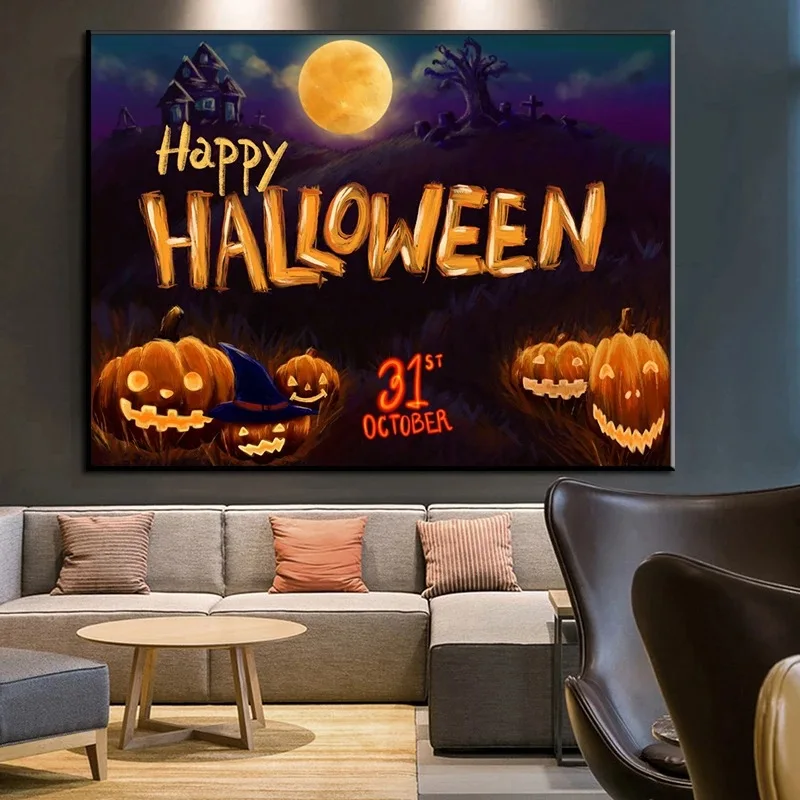 

Happy Halloween canvas mural poster wall art bedroom living room modern decorative painting