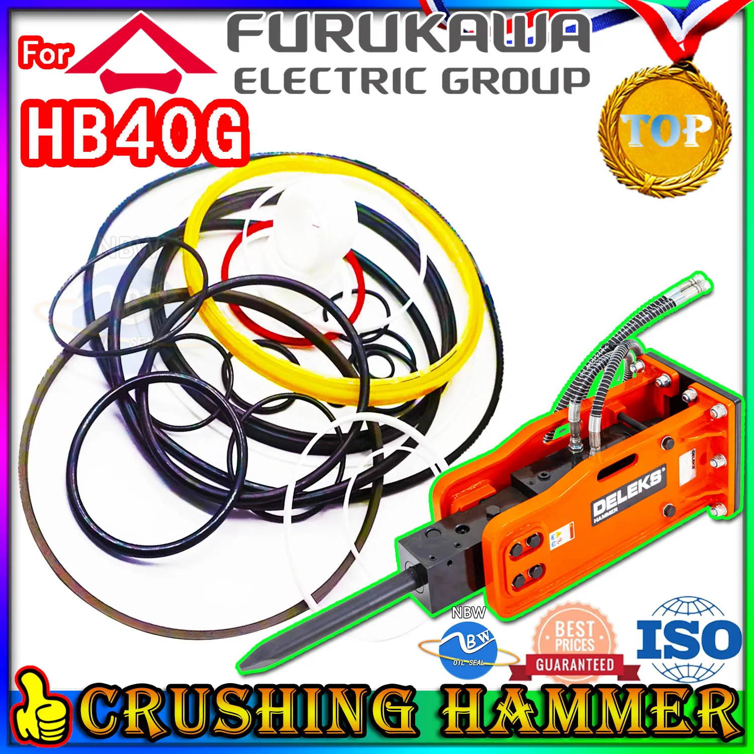 

For Furukawa HB40G Crushing Hammer Oil Seal Repair Kit Excavator Hydraulic Cylinder Broken Breaker Washer Skf Tool Set Heavy