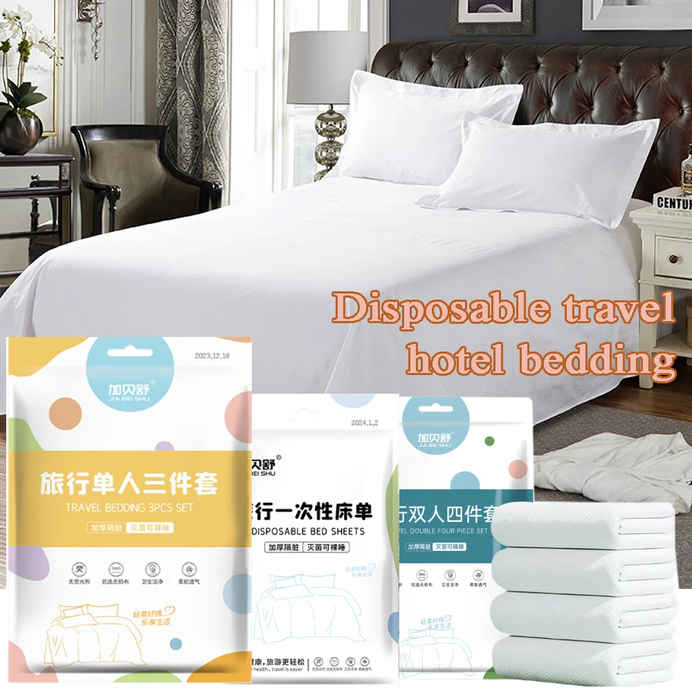 Disposable Bed Sheets Set Towel Hotel Quilt Cover Bedding Dirty Proof Pillowcase Dirty Quilt Cover Portable Travel Essential