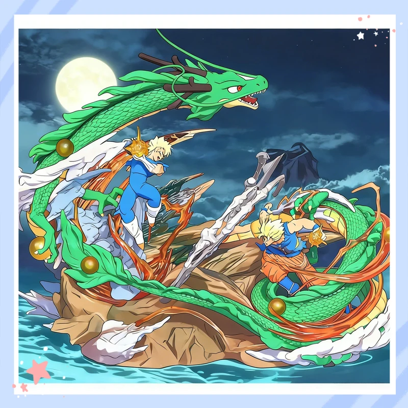 

Коллекционная фигурка XHStudio Dragon Ball GK: Супер Сайян Гоку против Вегеты, сцена битвы с Шенроном, настольная декоративная статуэтка