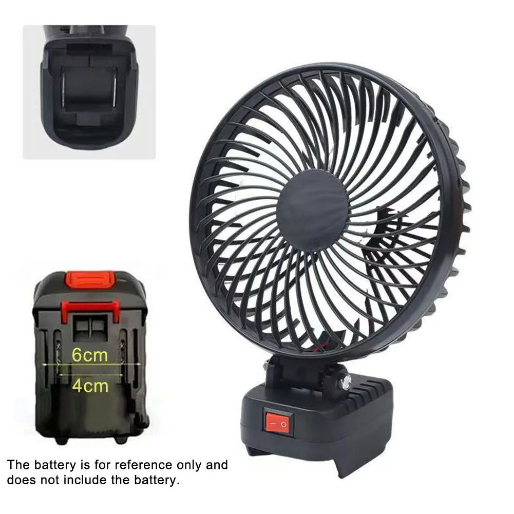 Camping Fan Wireless Portable Outdoor Cooler With Li-Ion Battery Adapter For Workshop Field Use Black Plastic Tool Accessory