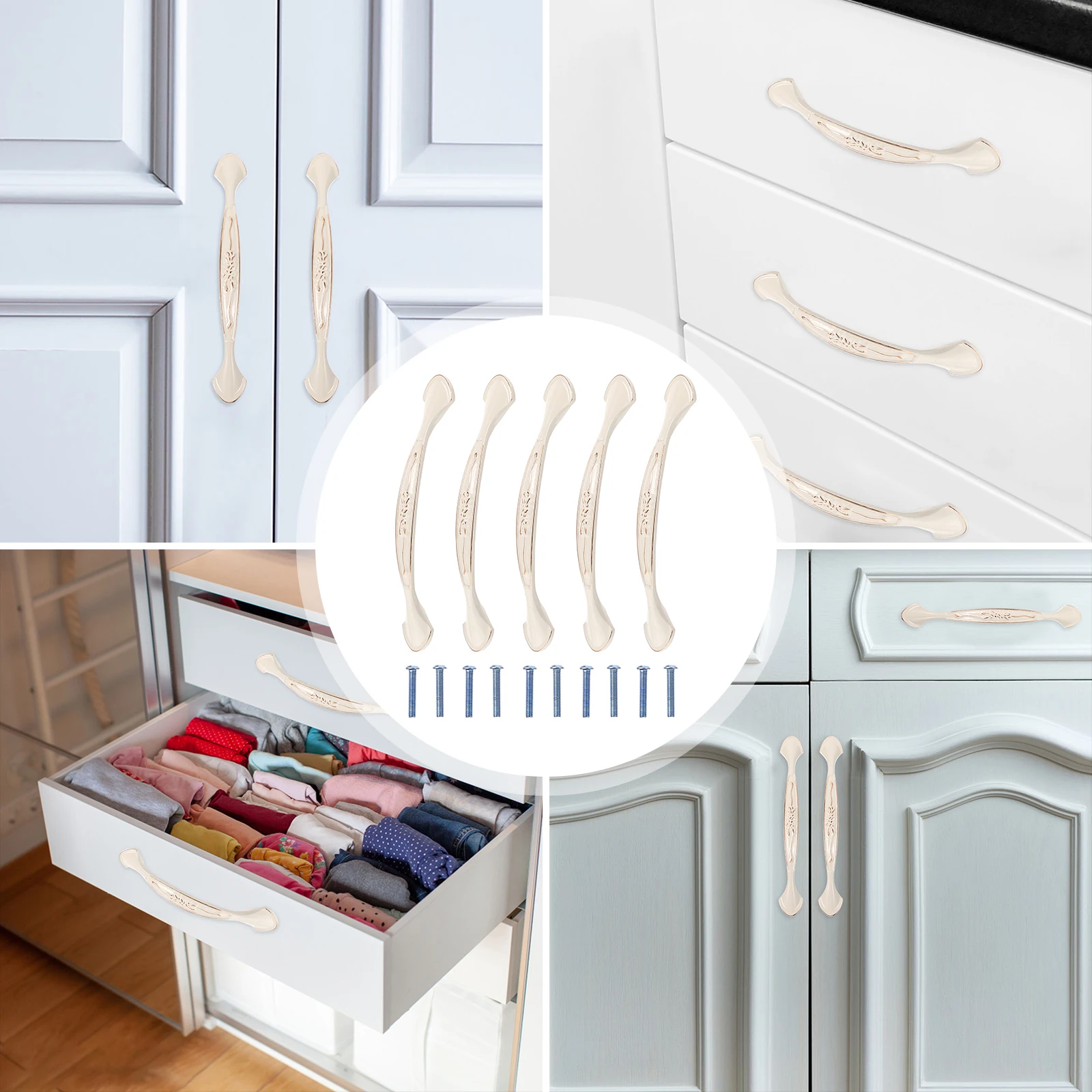 

5 Pcs Cabinet H Zinc Alloy Kitchen Wardrobe Drawer Pull H Furniture Hardware Easy Install Home Decor