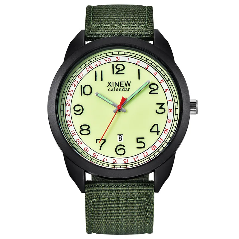 Men XINEW Brand Cheap Watches Students Fashion Nylon Band Military Sports Date Quartz Watch Erkek Barato Saat Reloj Hombre 2024