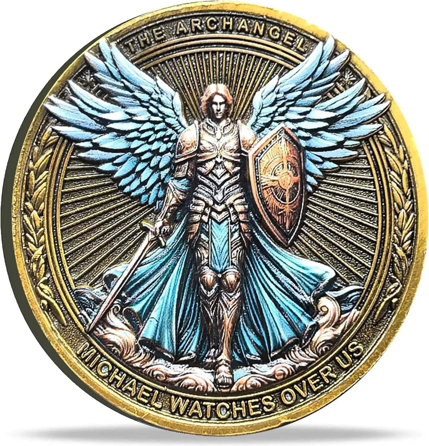 Der Erzengel Michael Watches Over Us Challenge Coin – Psalm 91:10-11 Inspirierende religiöse Sammlermünze