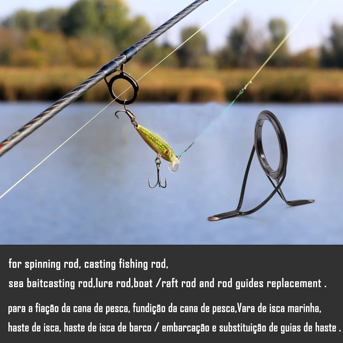 9KM OB Curved Rod Guide Kit 10pcs Double Foot Fishing Baitcasting/Spinning Rod Guides Repair Kit Replacement Kit Saltwater view 5