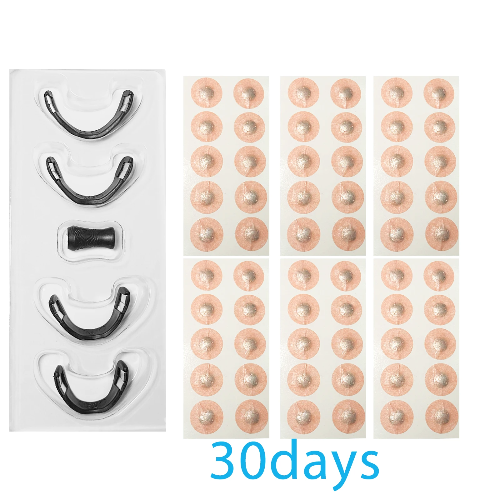 30Day مكافحة الشخير النوم الفم الشريط الأنف التنفس الموسعات كاتب أطقم شرائط الأنف المغناطيسي زيادة الهواء تقليل الشخير