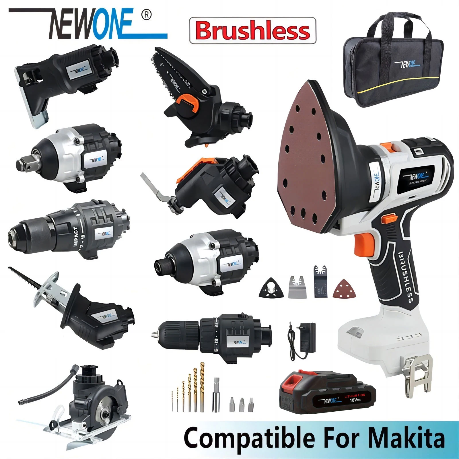 Motosserra Elétrica sem Fio 2in Lixadeira Rushless Furadeira de Impacto Chave Multitool Serra Circular Oscilante para 18v Makita