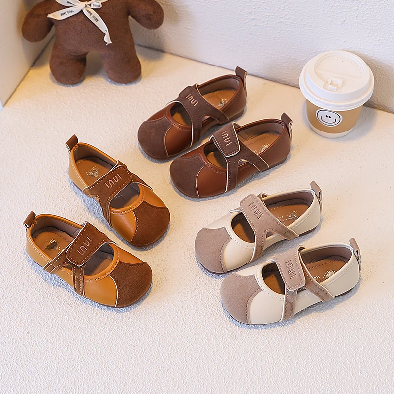 

Autumn Girl's Casual Shoes Hook-loop Round Toe Daily Chic Kid's Flat Shoe Solid Colors Anti-slip Comfy All-match Children Shoe