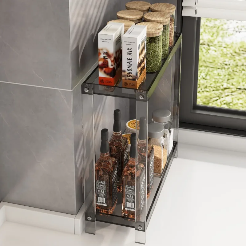 Light luxury kitchen rack narrow desktop multi-functional seasoning compartment condiment oil salt sauce vinegar multi-layer sto