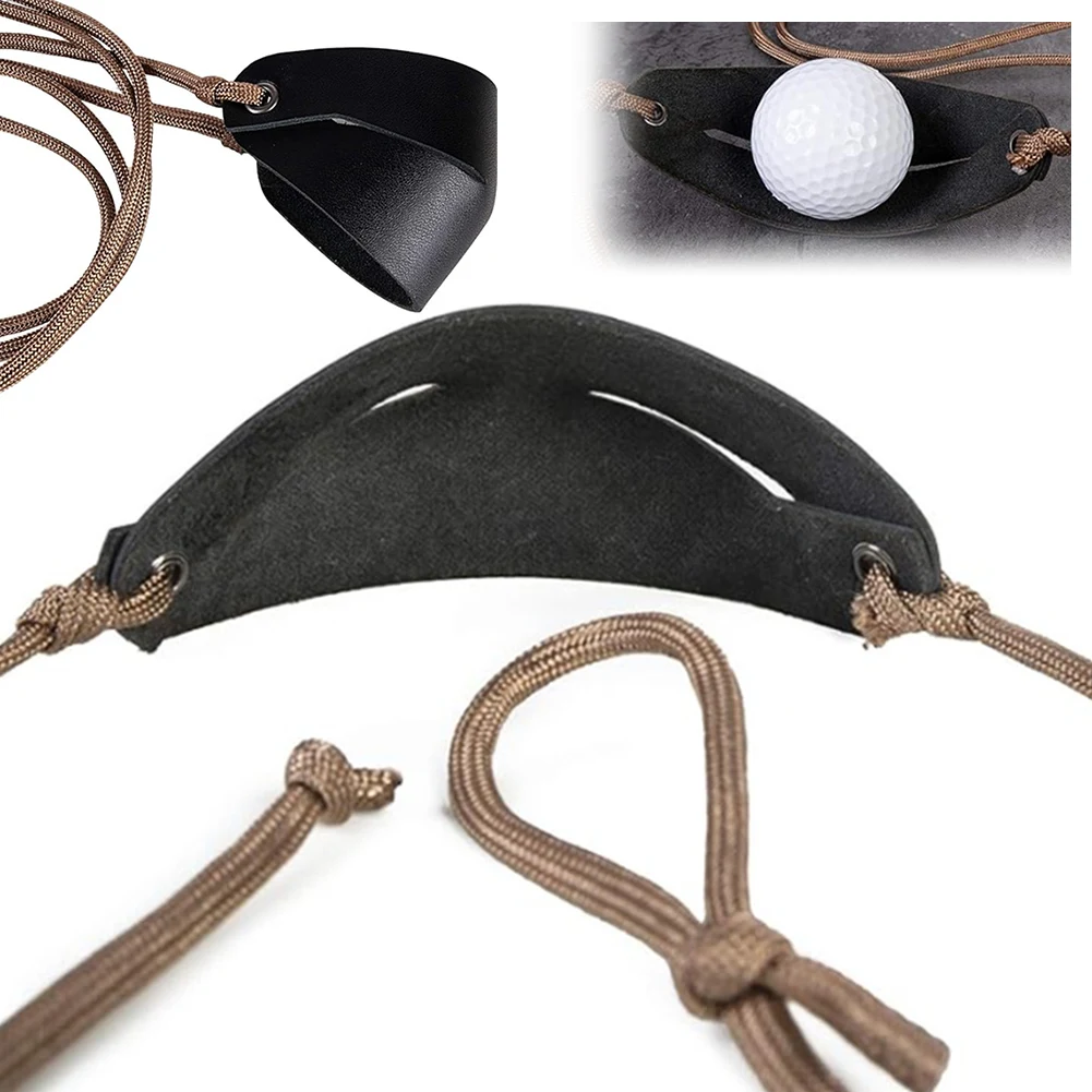 Handmade Leather Shepherd Sling Pouch Sling Shot Rope Strap Old-Fashioned Slingshot for Outdoor Sports Camping Shooting