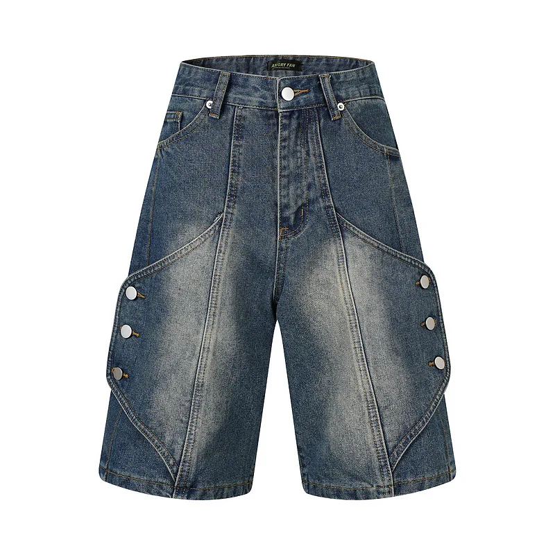 

Men's Summer Oversized Hip Hop Short Jeans Washed Vintage Y2K Denim Shorts High Streetwear Retro Loose Fit Cowboy Shorts Bottoms