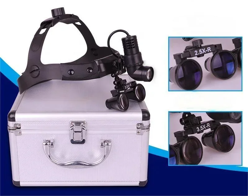 Lupa binocular médica 2.5X/3,5X, faro LED para instrumento