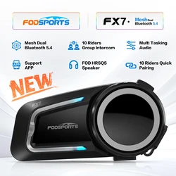 オートバイ用Bluetoothヘッドセット,ヘルメット用通信デバイス,メッシュ,範囲Fodsports-FX7 m, FMラジオ,bt5.4,2000