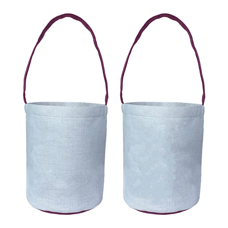 Sublimation Blank Linen Tote Easter Bag Bulk Toy Storage Gift Basket Portable Egg Hunting For Child Festival Party Candy Bucket