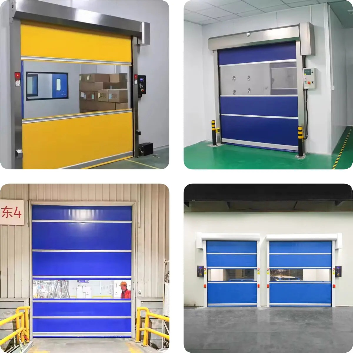 Purification Workshop Special PVC High Speed Rolling Door with AGV Interlock Intelligent Auto Lifting Function