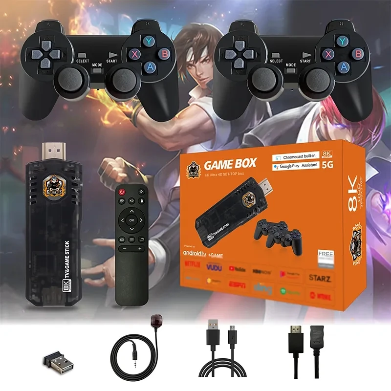 

New X8 Game console Allwinner H313 Dual System 4K TV 10000 Games Support HDMI HD for PS1 Dual Wireless Controller Game stick