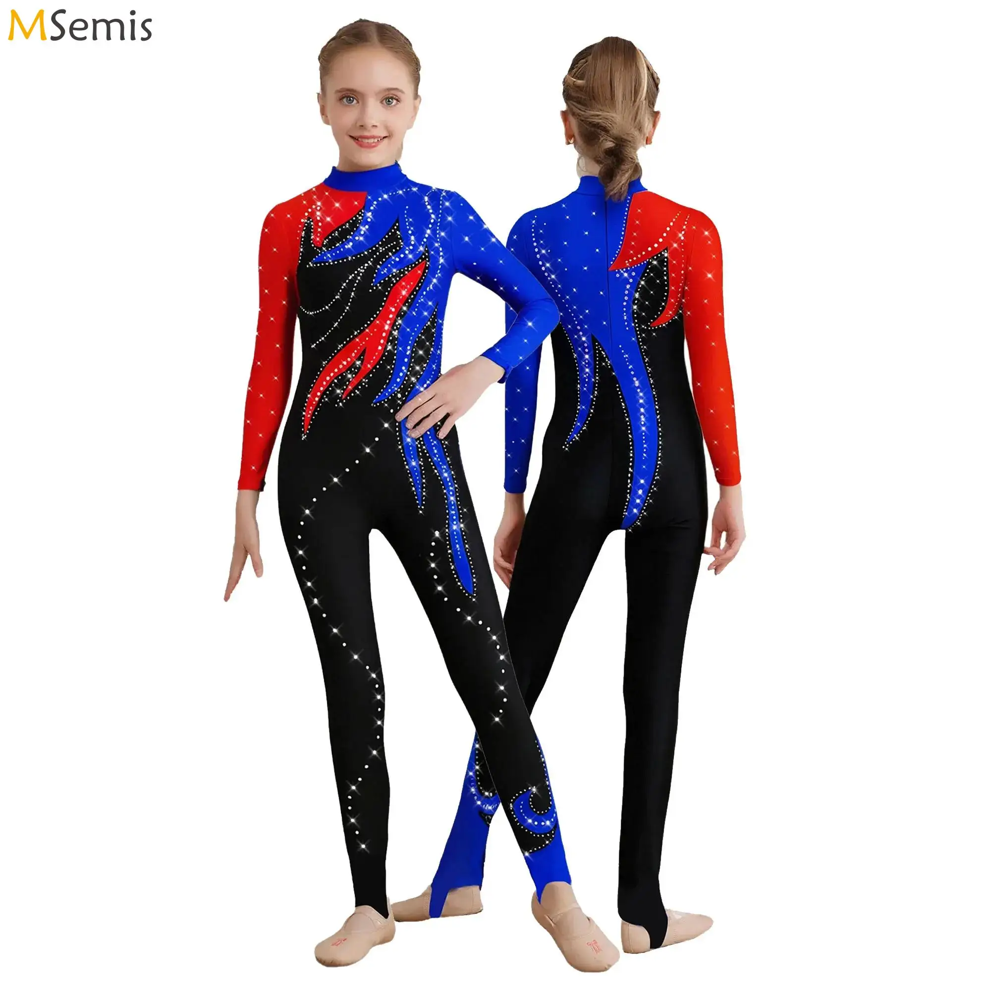 Kinder Mädchen Strass Trikot Rhythmische Gymnastik Wettbewerbe Performance Kostüm für Ballett Skating Akrobatik Leistung