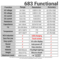 Professional ANENG 683 Rechargeable Multitester AC/DC Voltage Tester Tool Black