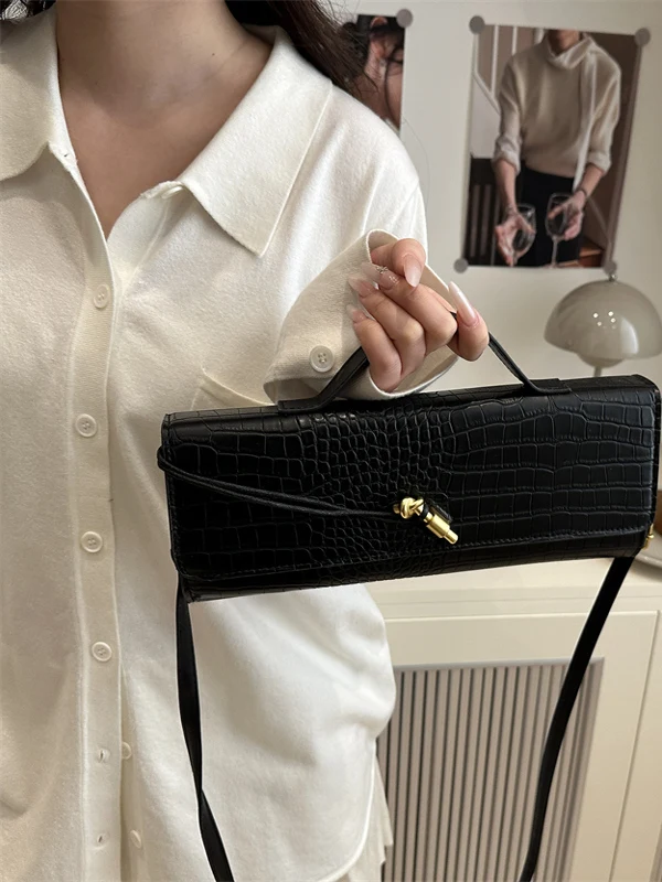 Сумка-аккордеон с узором Ele крокодила, женская модная сумка-клатч для ужина, сумка на одно плечо с наклонным крестом