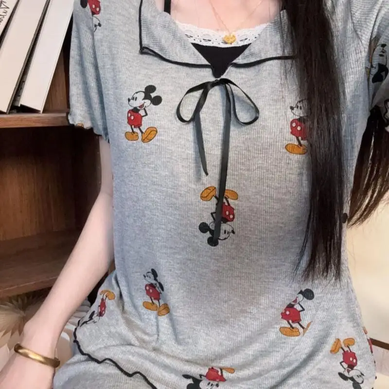 

Hot 2Pcs New Sweet Cute Creative Creative Cartoon Pattern with Chest Pad Suspenders Pajamas Wearable Loungewear Set