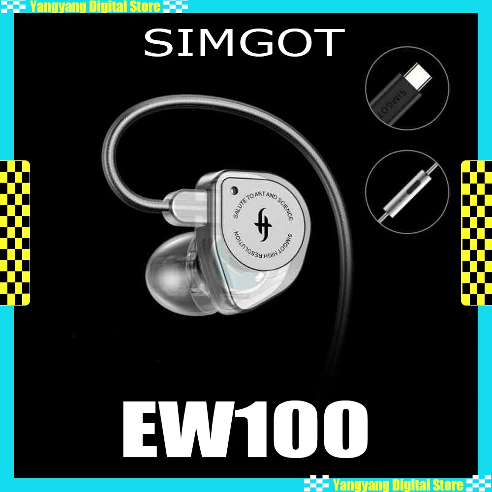 Simgot Ew100 Earphone Wired Hifi Transparent E-Sports Earphone High Sound Quality In Ear Headphones Music Earplugs Pc Gamer Gift