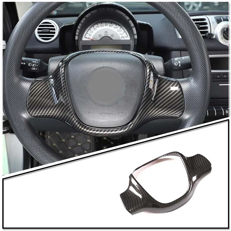 ABS Carbon Faser Auto Lenkrad Panel Dekoration Abdeckung Zierleiste Aufkleber Für Mercedes-Benz Smart 451 Fortwo 2009-2015
