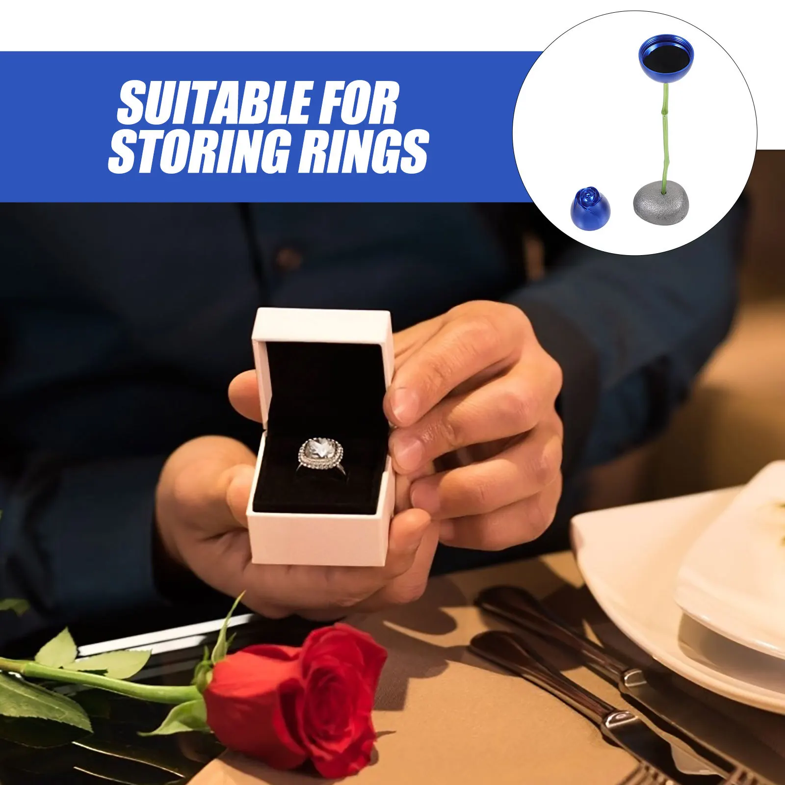 

1 Set Rose Shaped Ring Box Wedding Ring Case For Engagement Jewelry Display Lightweight Dustproof Proposal Holder Bridal Shower