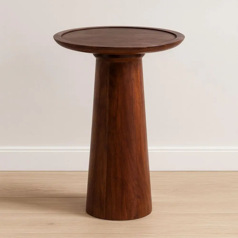 

Solid Wood Round Side Table for Small Spaces - 23 Brown Accent Table for Home Decor and Display