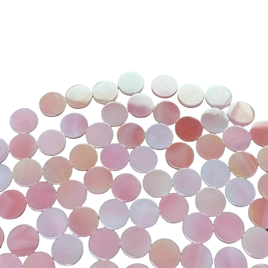 

8X1mmNatural Queen Conch Round Slice Beads: Mother-of-Pearl Inlay Shell Sheets & Pink Shell Materials for DIY Handicraft Inlay