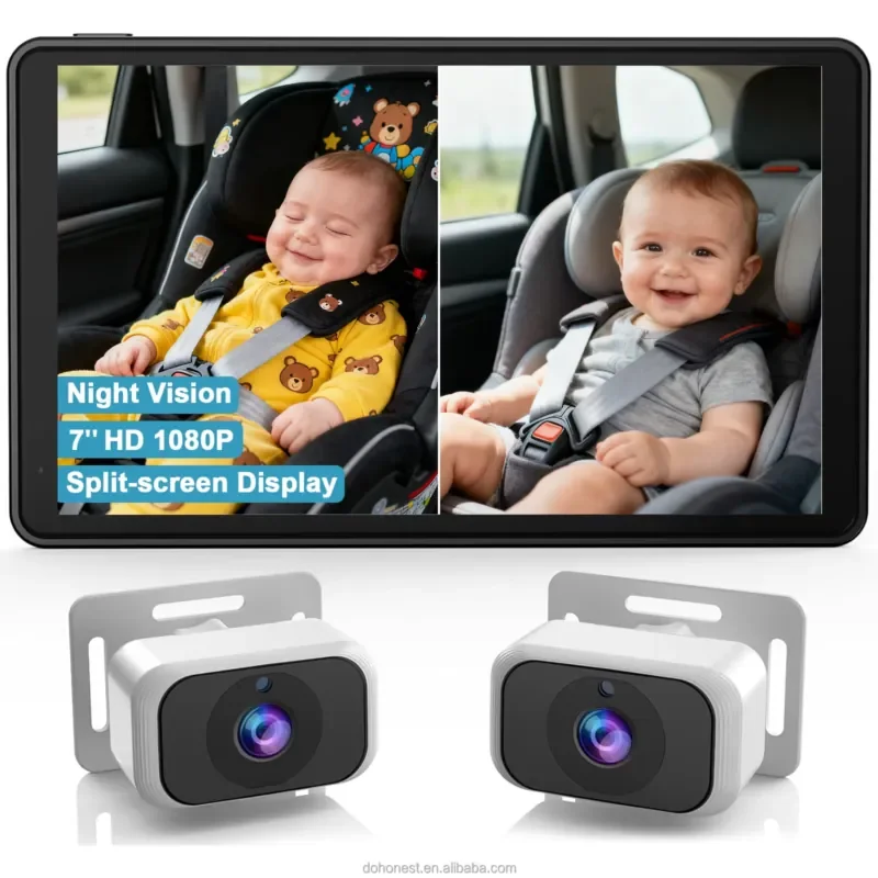 7-Inch HD 1080P Baby Car Rear-Facing Camera with Night Vision Adjustable Viewing Angle Anti-Glare Display for Safety