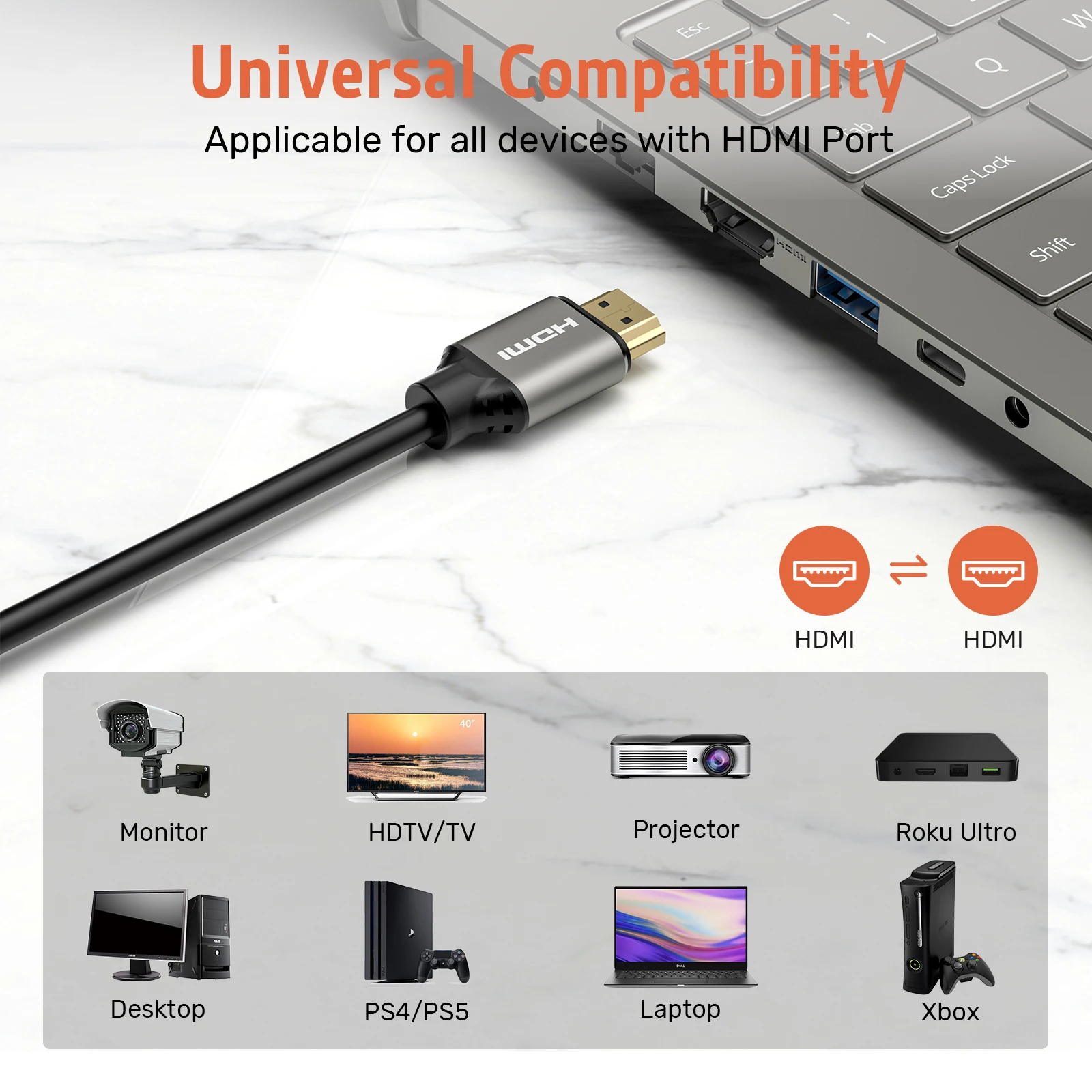 8K HDMI Cable Male to Male HUD Cable with Dynamic HDR Support EARC HDR VRR QMS QFT DSC ALLM DTS Mastet Dolby Atmos Dolby Vision