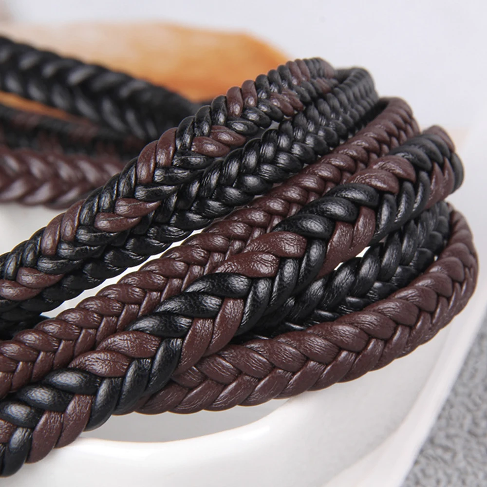 2meters PU Leather Cord 6mm/8mm Flat Braided Cord for Bracelet Jewelry Making DIY Necklace Bracelet Accessories