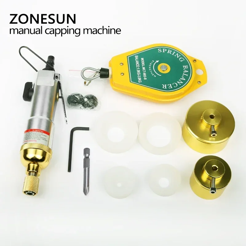 ZONESUN Capping Machine Handheld Pneumatic Power Capping Tools For Alcohol Hydrogen Peroxide  Lid Tightener Diameter 10-50mm